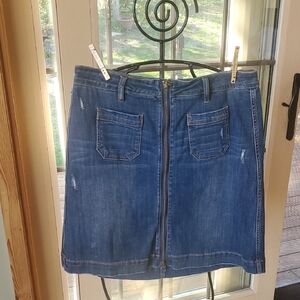 Jag Jeans Full Zip Denim‎ Blue Jean Sz. 14 Skirt w Pockets